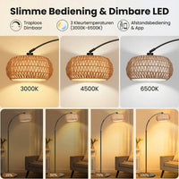 Moderne Booglamp met Rotan Kap