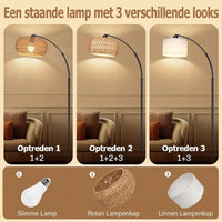 Moderne Booglamp met Rotan Kap