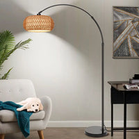 Moderne Booglamp met Rotan Kap