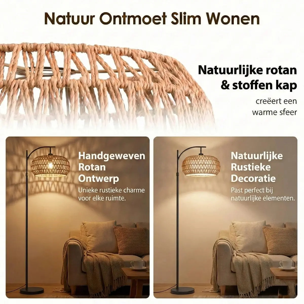Rotan vloerlamp