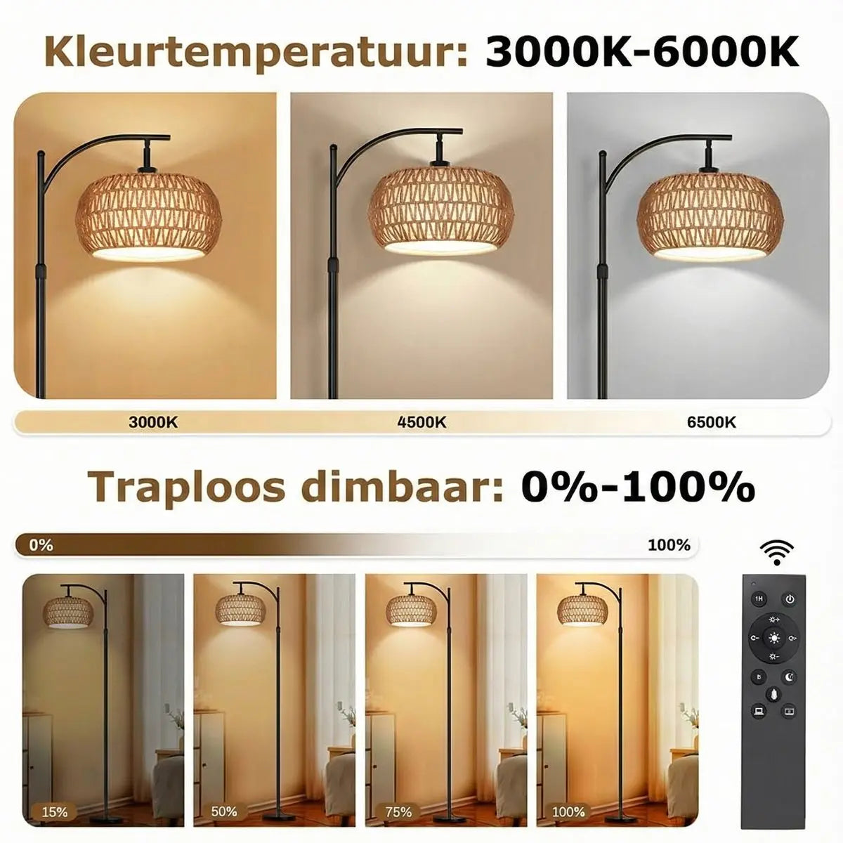 Rotan vloerlamp