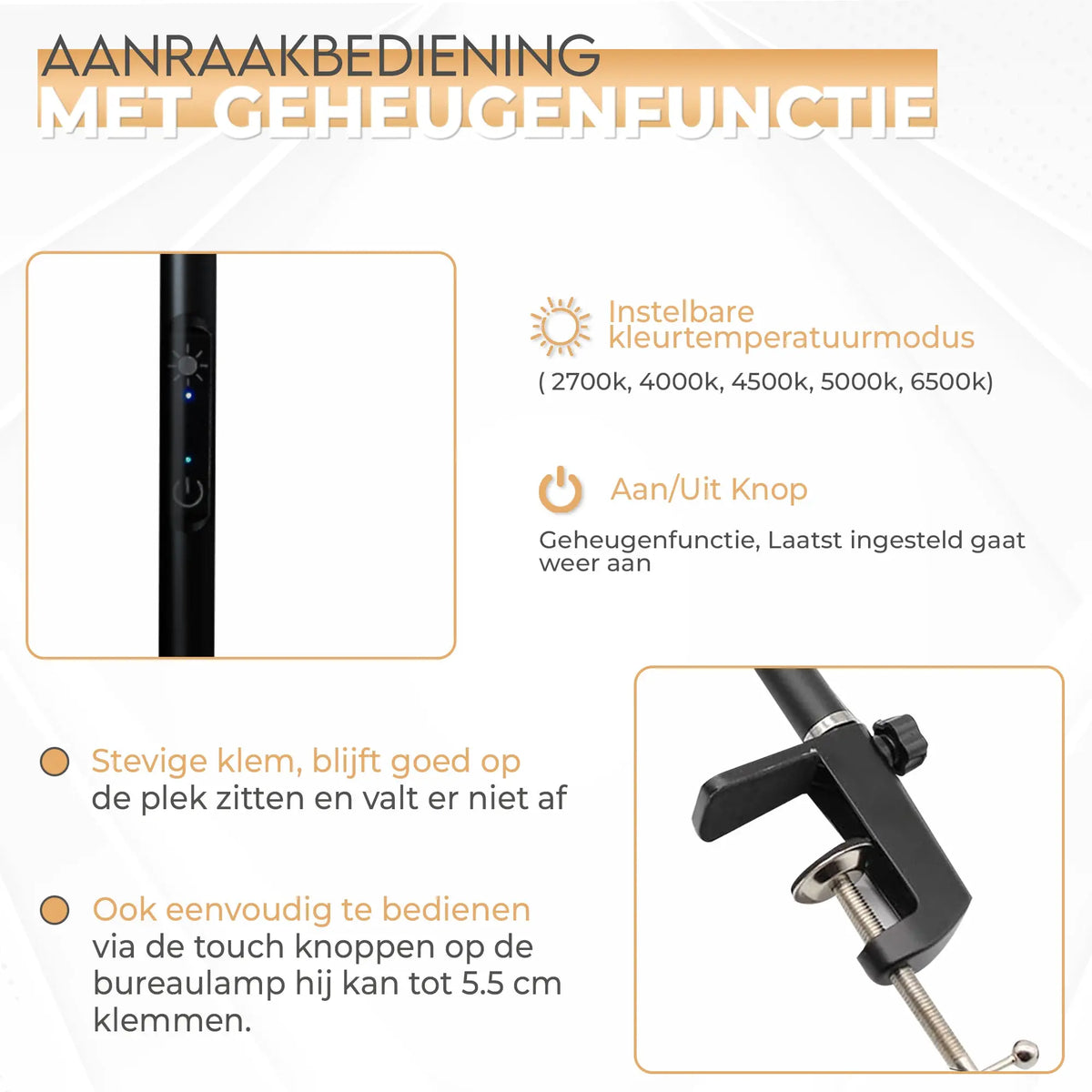 Bureaulamp met klem