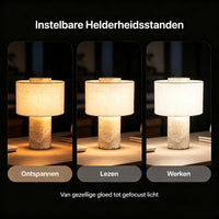 Travertijn Tafellamp Draadloos – Wabi Sabi Marmeren Lamp Dimbaar
