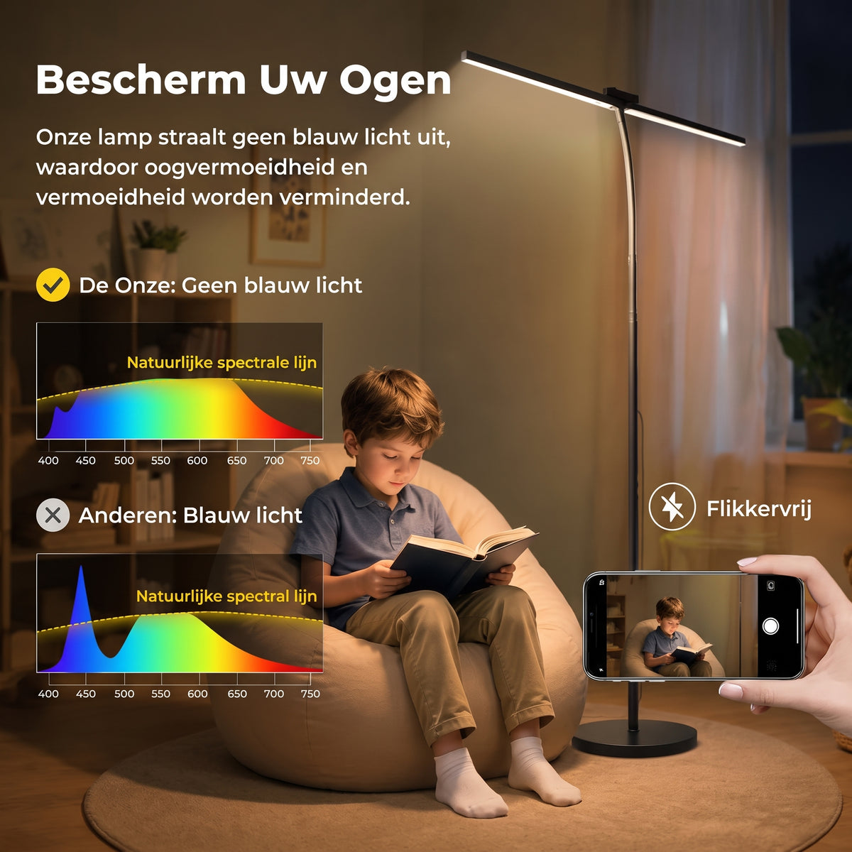 Dimbare LED Vloerlamp – 2400 Lumen – Met Afstandsbediening