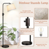 Moderne Vloerlamp - Dimbare Staande Lamp met Linnen Kap Lampen District