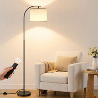 Moderne Booglamp met Linnen kap & Afstandsbediening