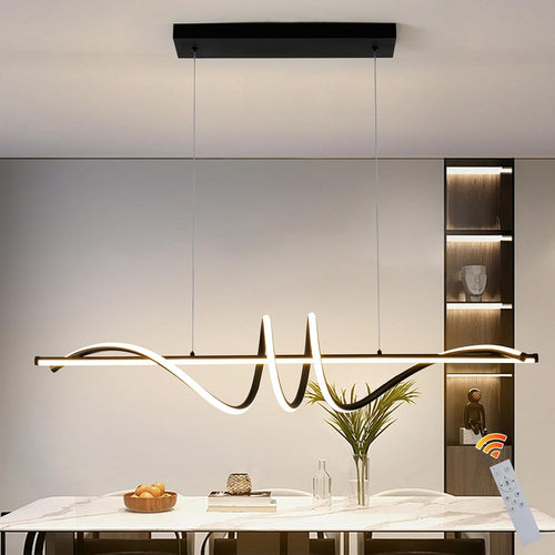 Moderne LED Hanglamp Eettafel Zwart - Dimbaar met Afstandsbediening