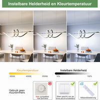 Moderne LED Hanglamp Eettafel Zwart - Dimbaar met Afstandsbediening