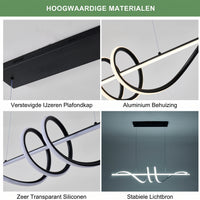 Moderne LED Hanglamp Eettafel Zwart - Dimbaar met Afstandsbediening