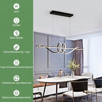 Moderne LED Hanglamp Eettafel Zwart - Dimbaar met Afstandsbediening