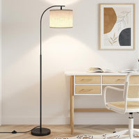 Moderne Booglamp met Linnen kap & Afstandsbediening