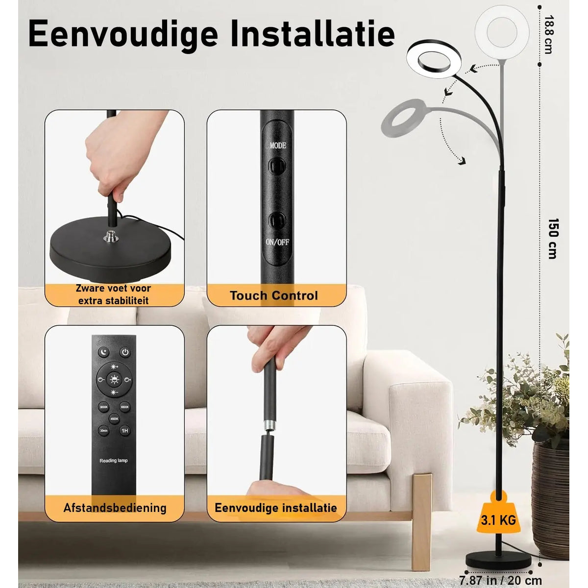 LED Vloerlamp Dimbaar