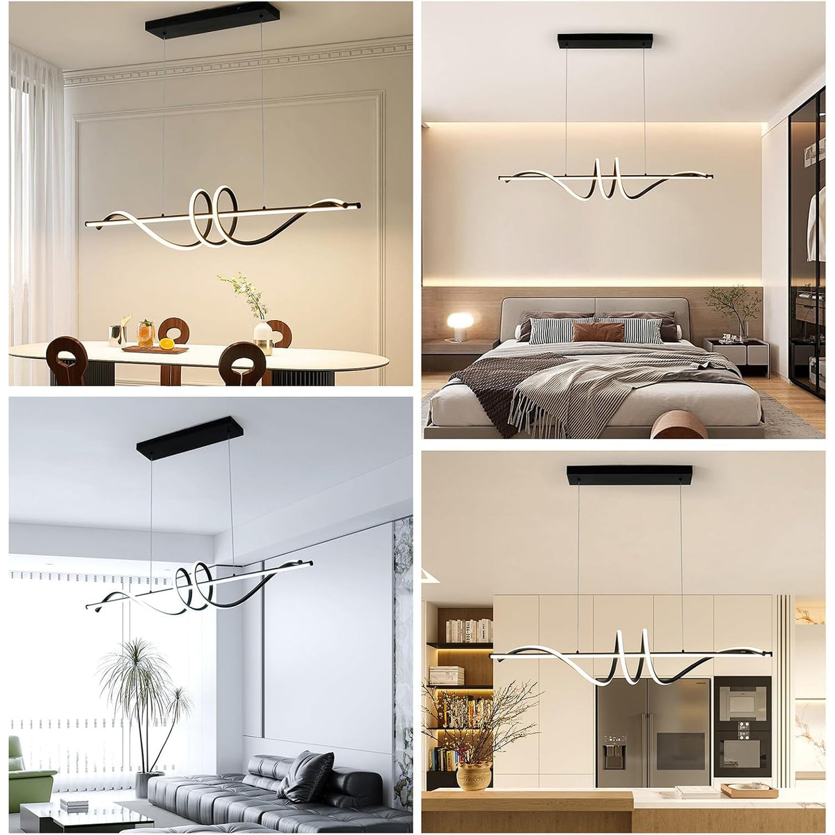 Moderne LED Hanglamp Eettafel Zwart - Dimbaar met Afstandsbediening