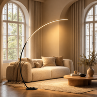 LED Booglamp  – Dimbare Vloerlamp met Afstandsbediening & Voetschakelaar