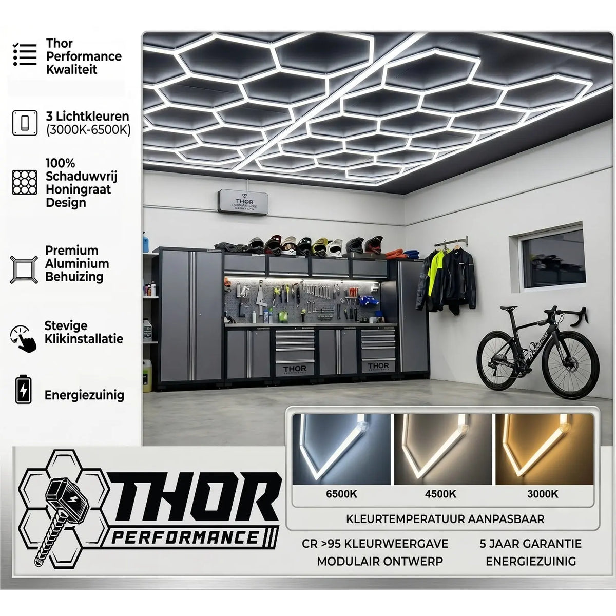 Hexagon LED - 3kleur temperaturen - 3000K/4500K/6500K Imported
