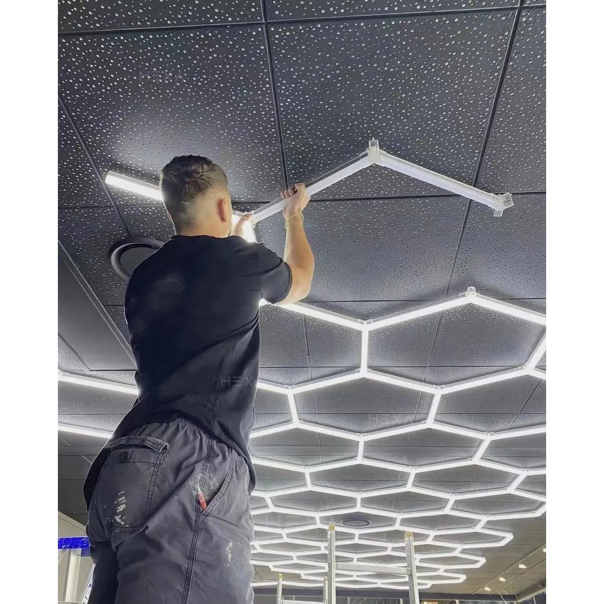 Hexagon plafond verlichting