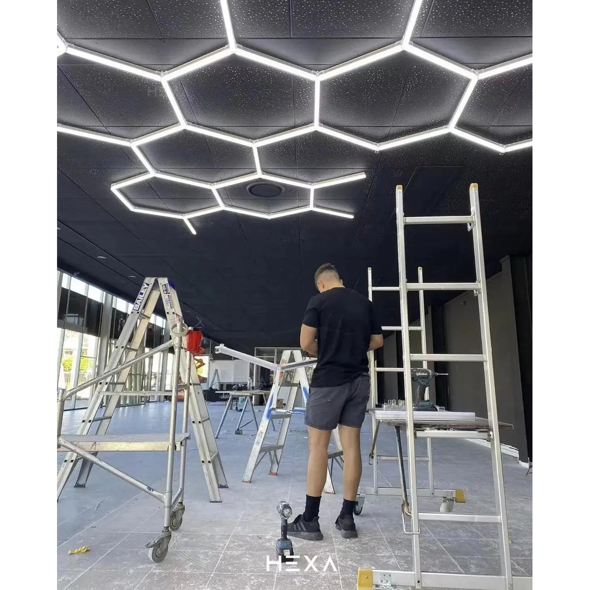 Hexagon plafond verlichting
