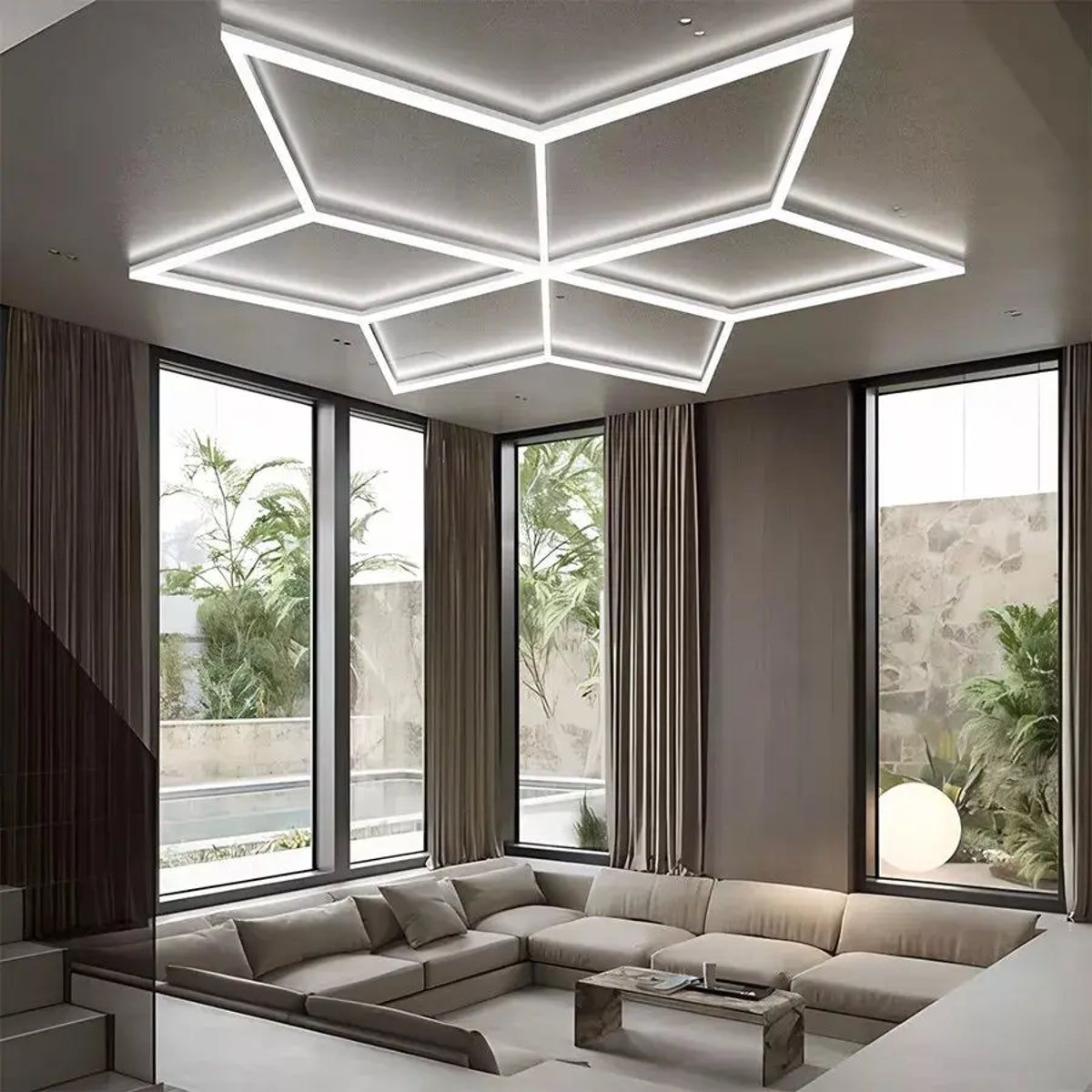 Hexagon plafond verlichting