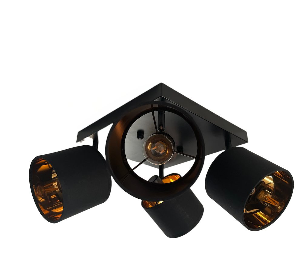 Plafondlamp 4 spot goud/zwart