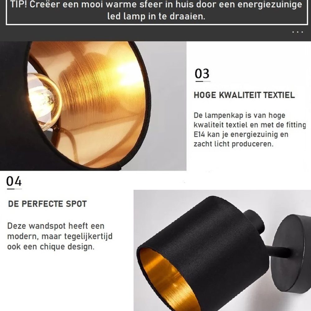 Plafondspot zwart & goud LED