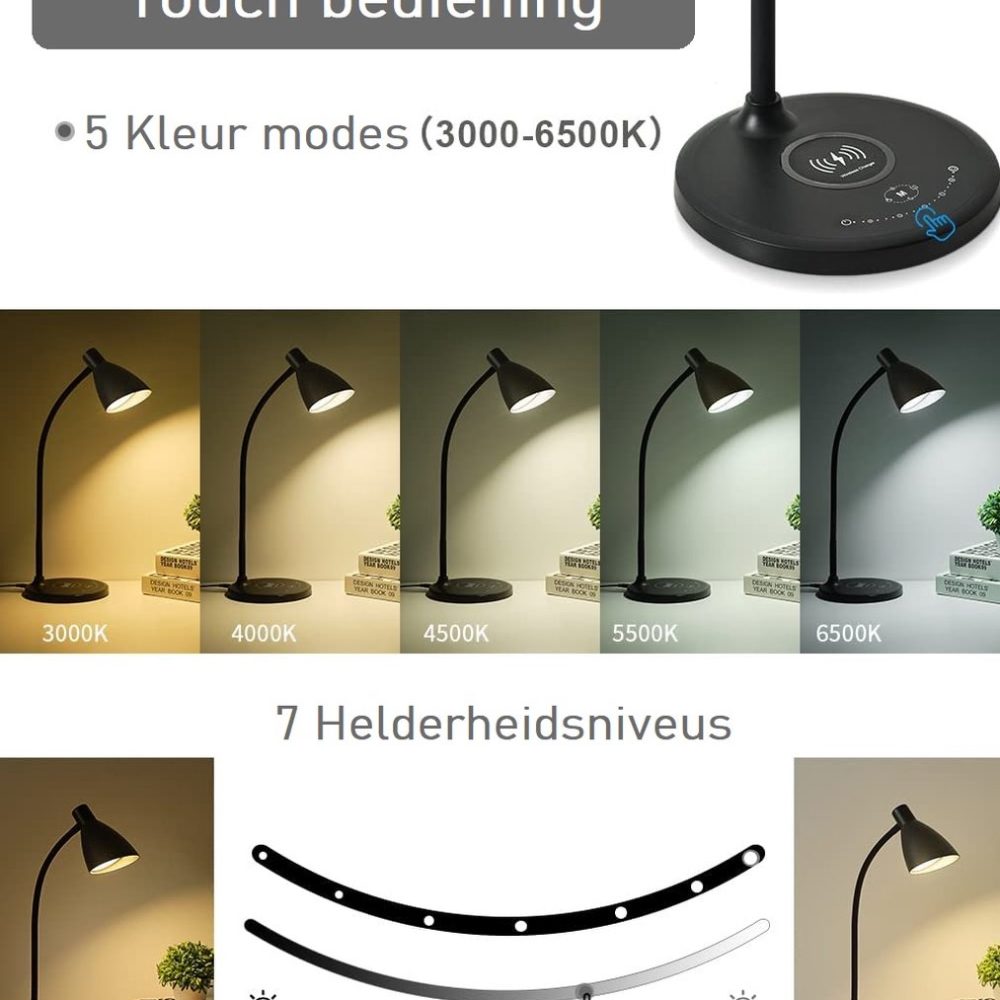 Bureaulamp met telefoon oplader