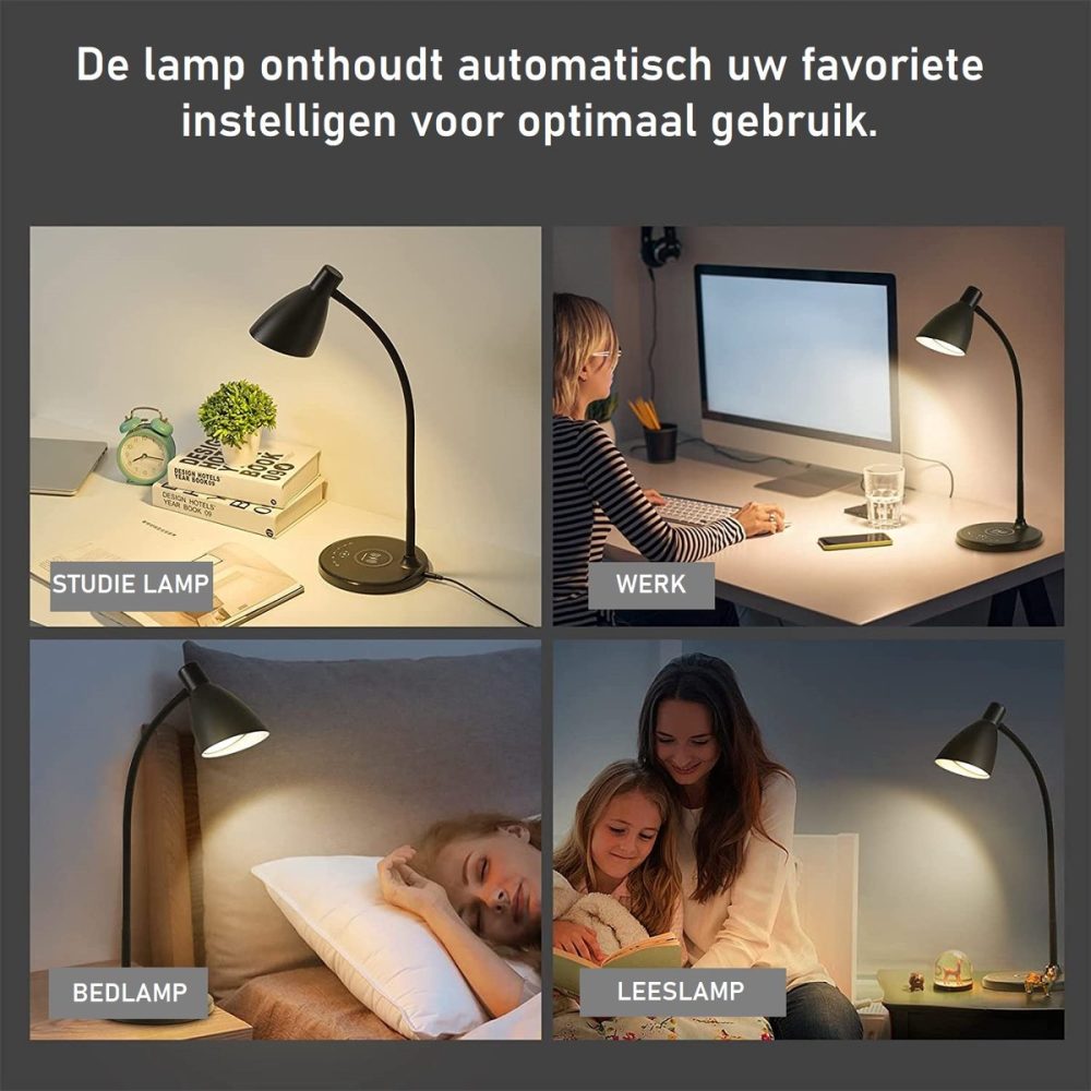 Bureaulamp met telefoon oplader