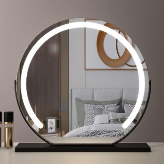 Ronde LED make up spiegel – Zwart
